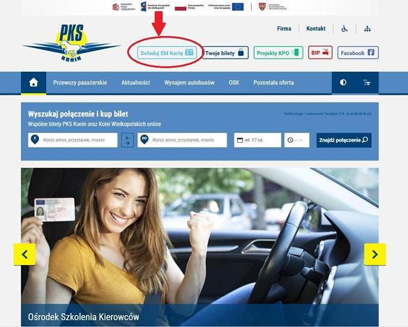 Zdjęcie strony internetowej pks konin na komputerze