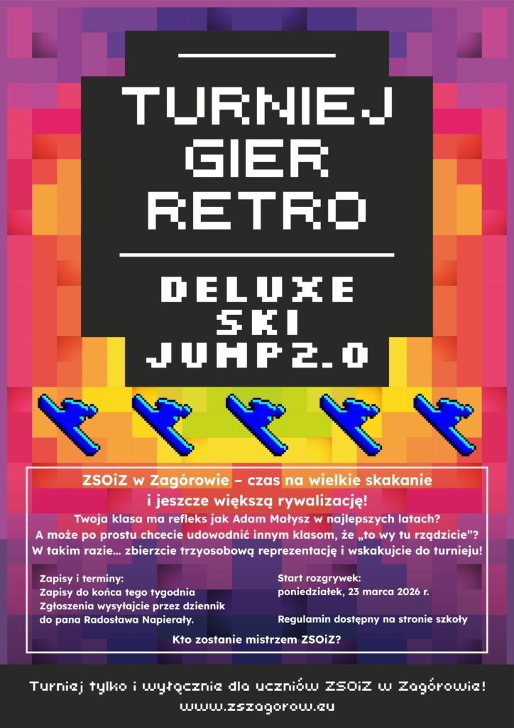 Plakat turnieju retro powielajcy tekst z posta