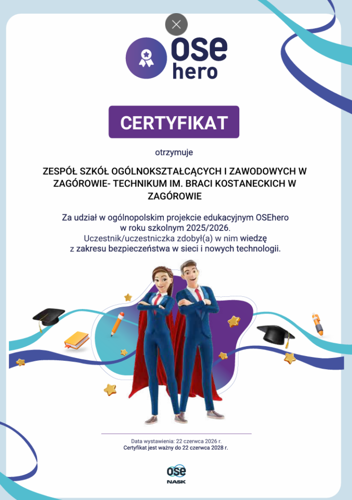 Dyplom osehero dla szkoły